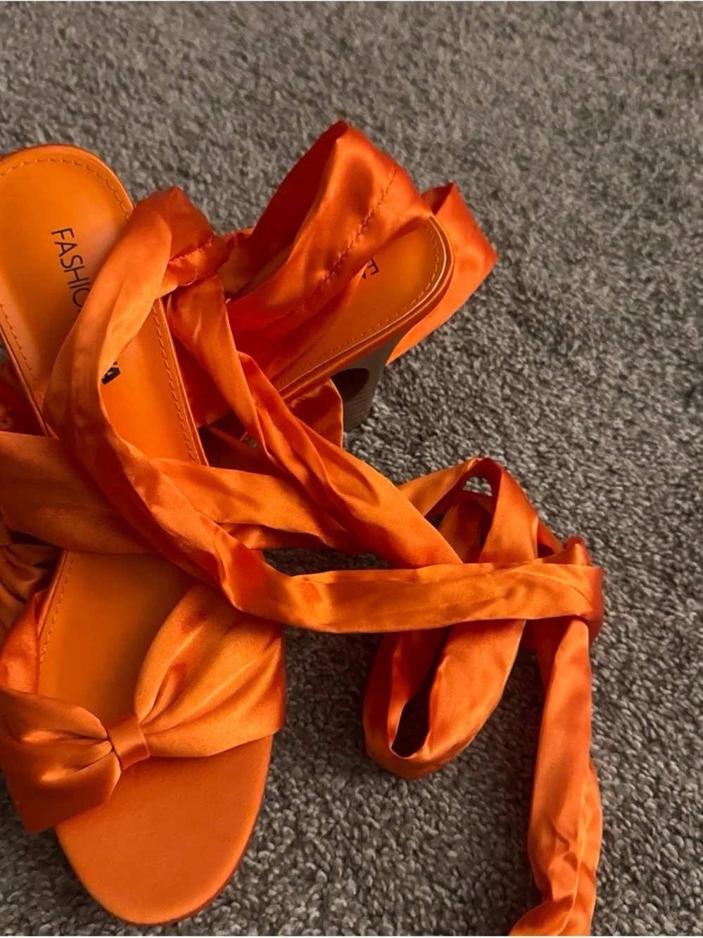 & Other Stories Orange Satin Knot Wedge Mule